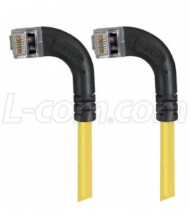 Category 5E Shielded Right Angle Patch Cable, Left Angle /Left Angle, Yellow 30.0 ft