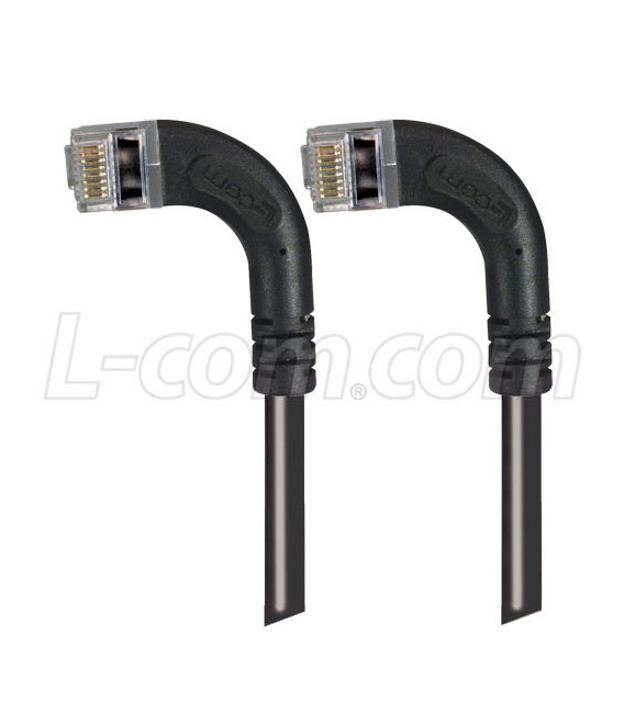 Category 5E Shielded Right Angle Patch Cable, Left Angle /Left Angle, Black 3.0 ft