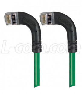 Category 5E Shielded Right Angle Patch Cable, Left Angle /Left Angle, Green 15.0 ft