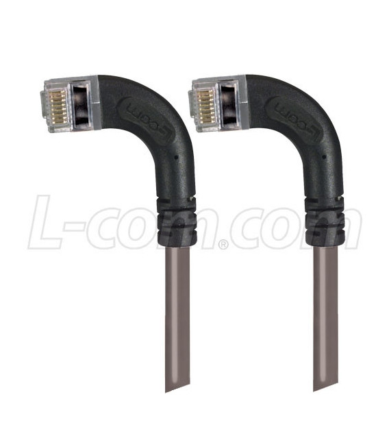 Category 5E Shielded Right Angle Patch Cable, Left Angle /Left Angle, Gray 2.0 ft
