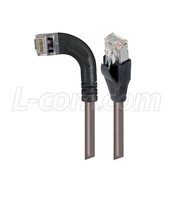 Category 5E Shielded Right Angle Patch Cable, Right Angle Left/Straight, Gray 7.0 ft