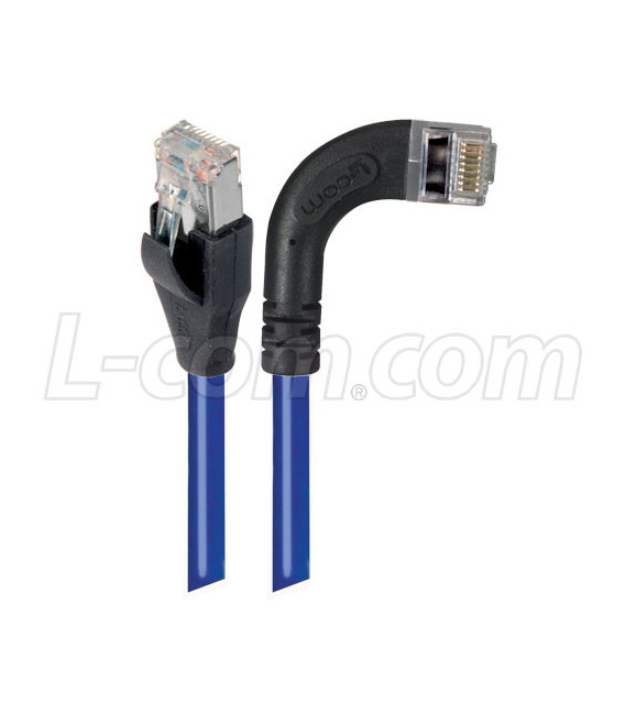 Category 5E Shielded Right Angle Patch Cable, Right Angle /Straight, Blue 1.0 ft