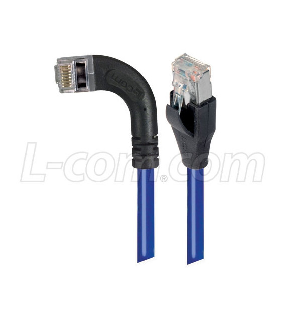 Category 5E Shielded Right Angle Patch Cable, Right Angle Left/Straight, Blue 7.0 ft