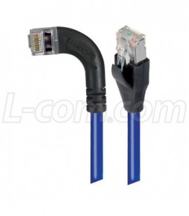 Category 5E Shielded Right Angle Patch Cable, Right Angle Left/Straight, Blue 20.0 ft