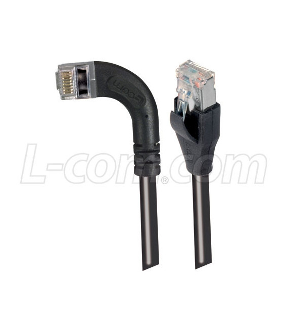 Category 5E Shielded Right Angle Patch Cable, Right Angle Left/Straight, Black 7.0 ft