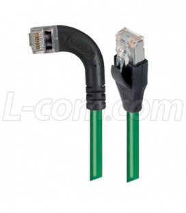Category 5E Shielded Right Angle Patch Cable, Right Angle Left/Straight, Green 5.0 ft