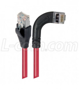 Category 5E Shielded Right Angle Patch Cable, Right Angle /Straight, Red 2.0 ft