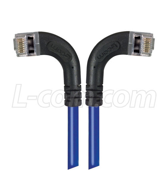 Category 5E Shielded Right Angle Patch Cable, Right Angle /Left Angle, Blue 1.0 ft