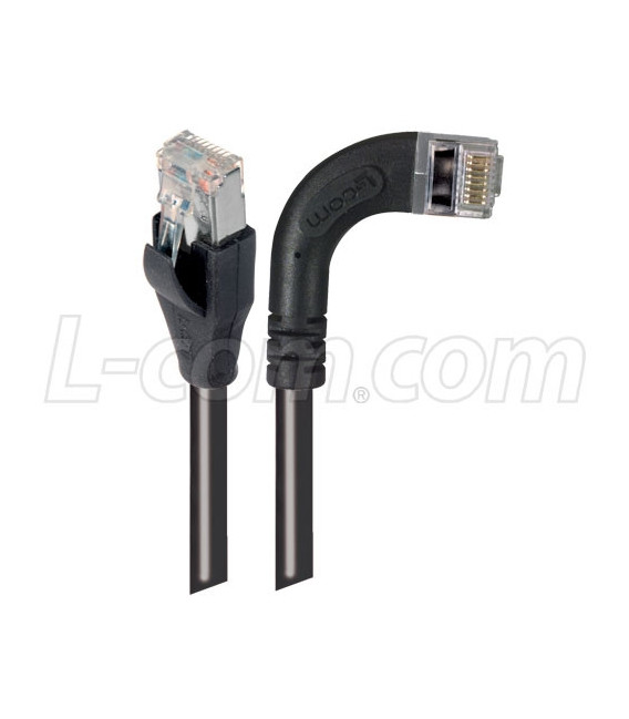 Category 5E Shielded Right Angle Patch Cable, Right Angle /Straight, Black 20.0 ft