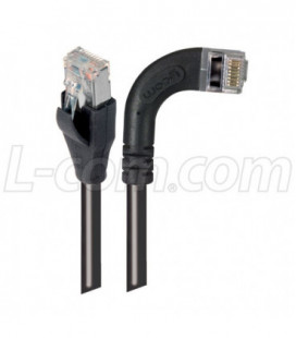 Category 5E Shielded Right Angle Patch Cable, Right Angle /Straight, Black 2.0 ft