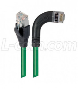 Category 5E Shielded Right Angle Patch Cable, Right Angle /Straight, Green 1.0 ft