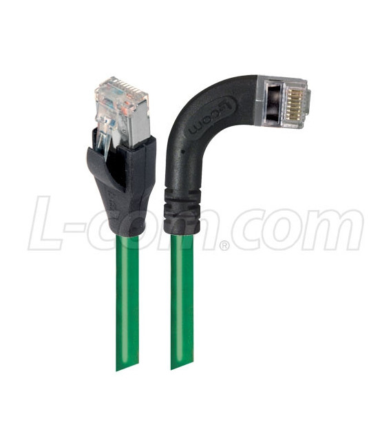 Category 5E Shielded Right Angle Patch Cable, Right Angle /Straight, Green 7.0 ft