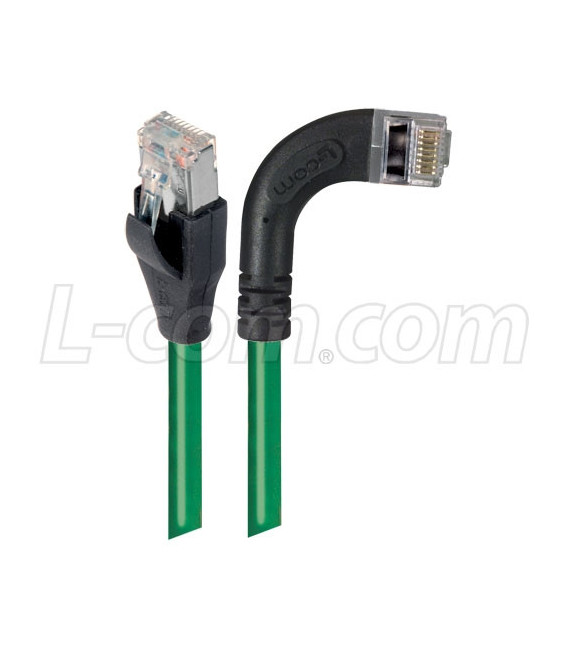 Category 5E Shielded Right Angle Patch Cable, Right Angle /Straight, Green 25.0 ft