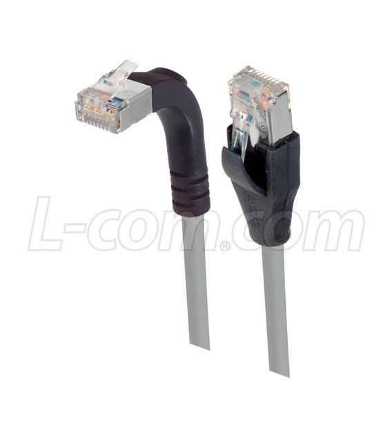 Category 5E Shielded LSZH Right Angle Patch Cable, Straight/Right Angle Up, Gray, 2.0 ft