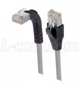Category 5E Shielded LSZH Right Angle Patch Cable, Straight/Right Angle Up, Gray, 3.0 ft
