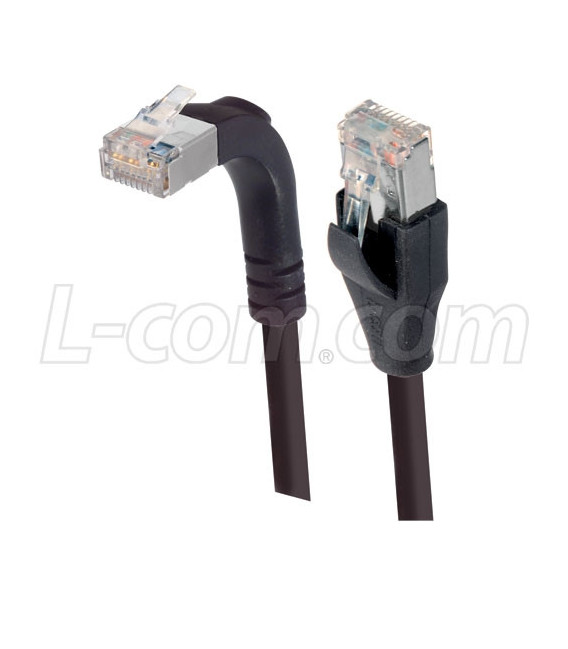 Category 5E Shielded LSZH Right Angle Patch Cable, Straight/Right Angle Up, Black, 2.0 ft