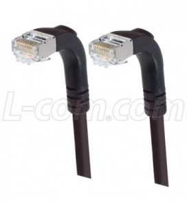 Category 5E Shielded LSZH Right Angle Patch Cable, Right Angle Down/Right Angle Down, Black, 10.0 ft