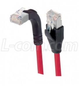 Category 5E Shielded LSZH Right Angle Patch Cable, Straight/Right Angle Up, Red, 5.0 ft