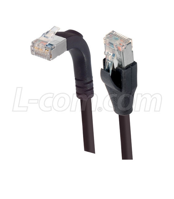 Category 5E Shielded LSZH Right Angle Patch Cable, Straight/Right Angle Up, Black, 1.0 ft