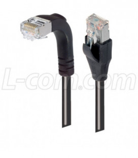 Category 5E Shielded LSZH Right Angle Patch Cable, Straight/Right Angle Down, Black, 7.0 ft