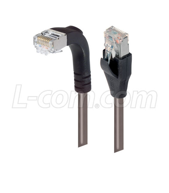Category 5E Shielded LSZH Right Angle Patch Cable, Straight/Right Angle Down, Gray, 1.0 ft