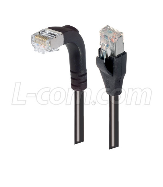 Category 5E Shielded LSZH Right Angle Patch Cable, Straight/Right Angle Down, Black, 25.0 ft