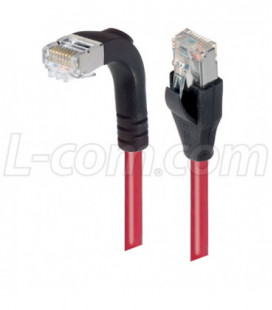 Category 5E Shielded LSZH Right Angle Patch Cable, Straight/Right Angle Down, Red, 25.0 ft