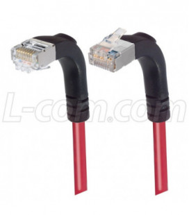 Category 5E Shielded LSZH Right Angle Patch Cable, Right Angle Up/Right Angle Down, Red, 2.0 ft