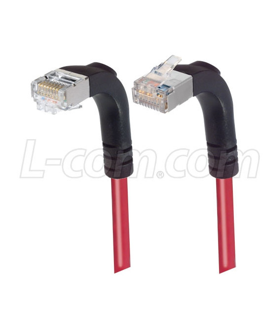 Category 5E Shielded LSZH Right Angle Patch Cable, Right Angle Up/Right Angle Down, Red, 15.0 ft