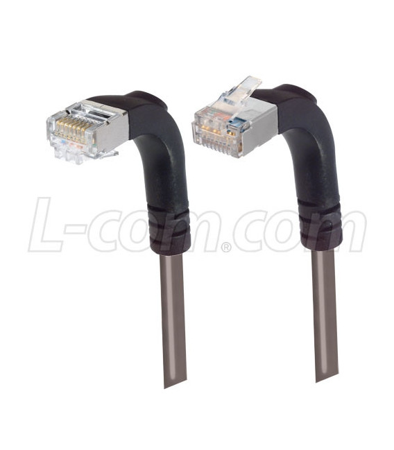 Category 5E Shielded LSZH Right Angle Patch Cable, Right Angle Up/Right Angle Down, Gray, 25.0 ft