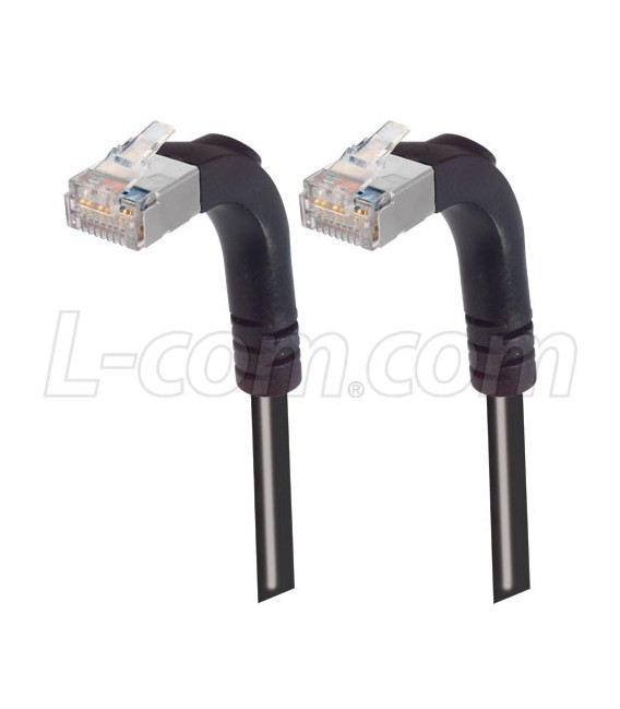 Category 5E Shielded LSZH Right Angle Patch Cable, Right Angle Up/Right Angle Up, Black, 1.0 ft