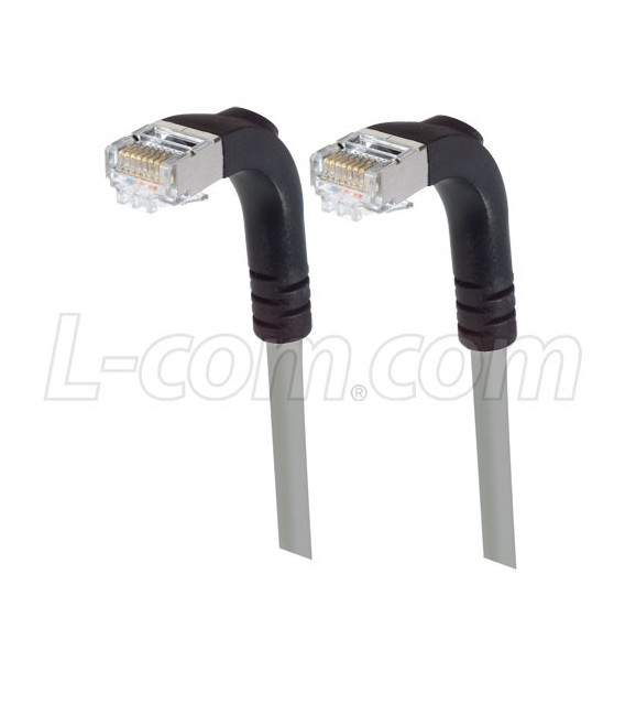 Category 5E Shielded LSZH Right Angle Patch Cable, Right Angle Down/Right Angle Down, Gray, 7.0 ft