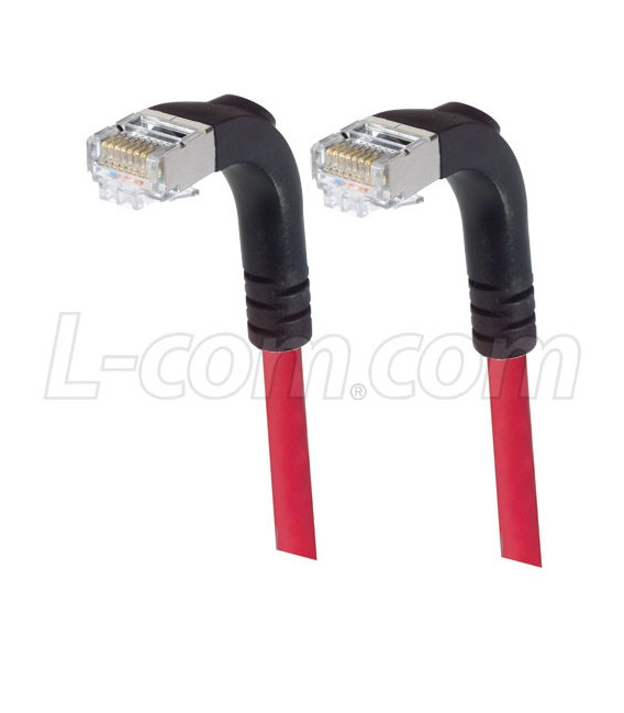 Category 5E Shielded LSZH Right Angle Patch Cable, Right Angle Down/Right Angle Down, Red, 1.0 ft