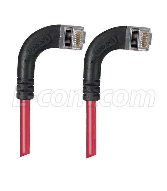 Category 5E Shielded LSZH Right Angle Patch Cable, Right Angle Right/Right Angle Right, Red, 3.0 ft