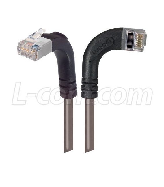 Category 5E Shielded LSZH Right Angle Patch Cable, Right Angle Right/Right Angle Up, Gray, 10.0 ft