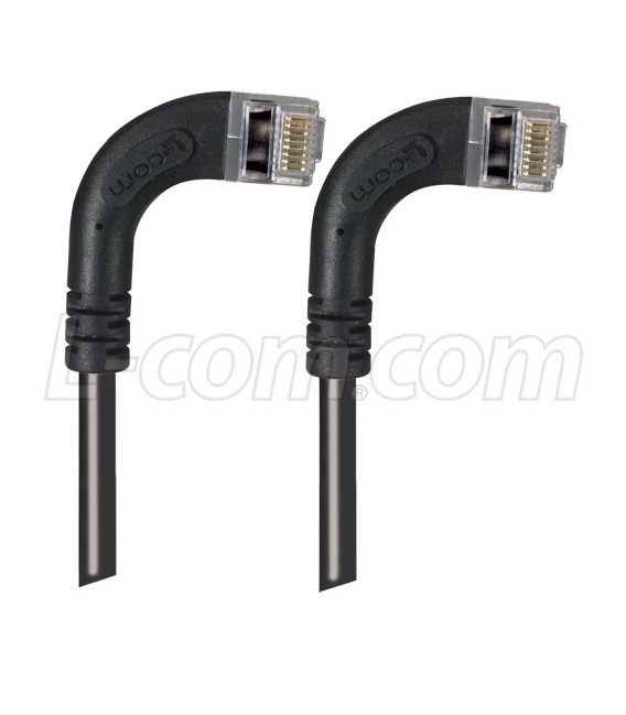 Category 5E Shielded LSZH Right Angle Patch Cable, Right Angle Right/Right Angle Right, Black, 15 ft