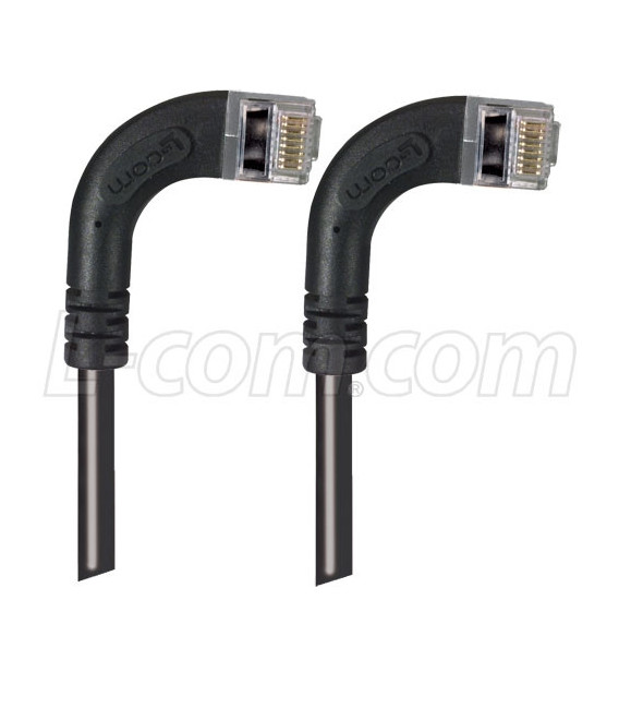 Category 5E Shielded LSZH Right Angle Patch Cable, Right Angle Right/Right Angle Right, Black, 7.0ft