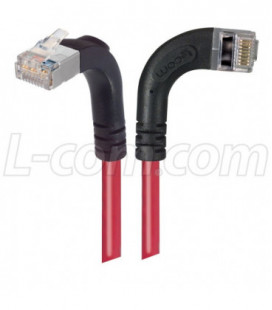Category 5E Shielded LSZH Right Angle Patch Cable, Right Angle Right/Right Angle Up, Red, 5.0 ft