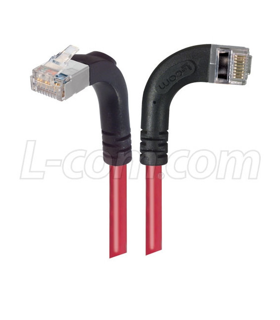 Category 5E Shielded LSZH Right Angle Patch Cable, Right Angle Right/Right Angle Up, Red, 30.0 ft