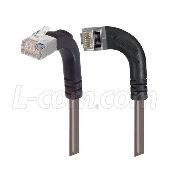 Category 5E Shielded LSZH Right Angle Patch Cable, Right Angle Left/Right Angle Up, Gray, 5.0 ft