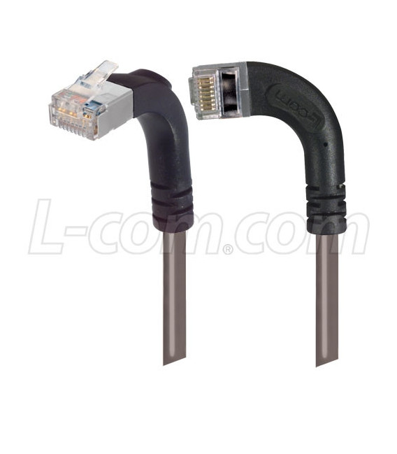 Category 5E Shielded LSZH Right Angle Patch Cable, Right Angle Left/Right Angle Up, Gray, 1.0 ft