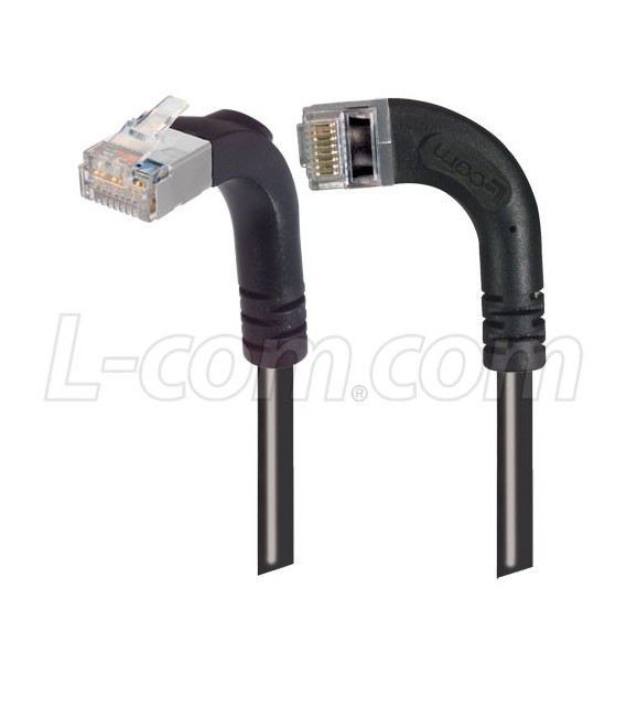 Category 5E Shielded LSZH Right Angle Patch Cable, Right Angle Left/Right Angle Up, Black, 7.0 ft