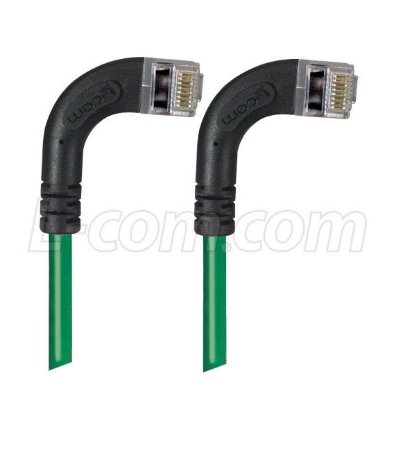 Category 5E Shielded Right Angle Patch Cable, RA Right Exit/RA Right Exit, Green 15.0 ft