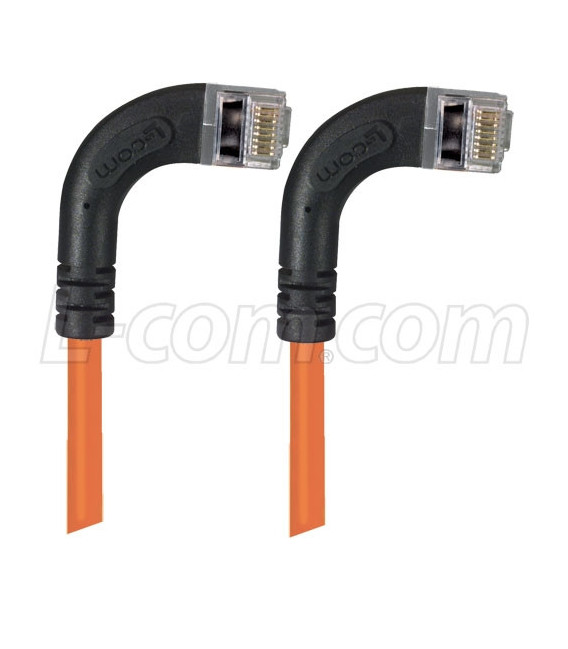 Category 5E Shielded Right Angle Patch Cable, RA Right Exit/RA Right Exit, Orange 2.0 ft