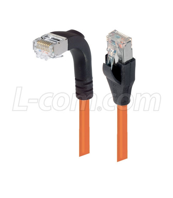 Category 5E Shielded Right Angle Patch Cable, Straight/Right Angle Down, Orange 20.0 ft