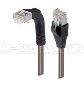 Category 5E Shielded Right Angle Patch Cable, Straight/Right Angle Down, Gray 25.0 ft