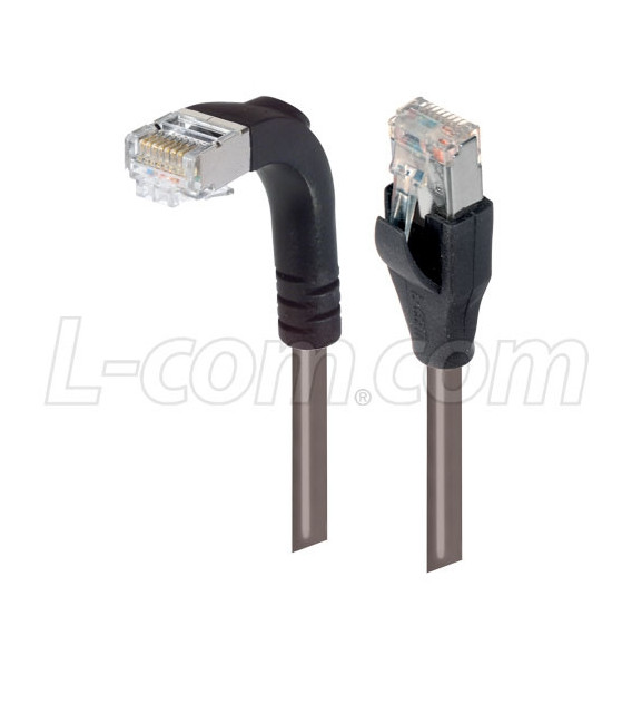 Category 5E Shielded Right Angle Patch Cable, Straight/Right Angle Down, Gray 20.0 ft