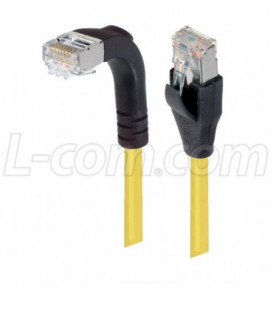 Category 5E Shielded Right Angle Patch Cable, Straight/Right Angle Down, Yellow 15.0 ft