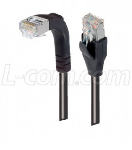 Category 5E Shielded Right Angle Patch Cable, Straight/Right Angle Down, Black 1.0 ft