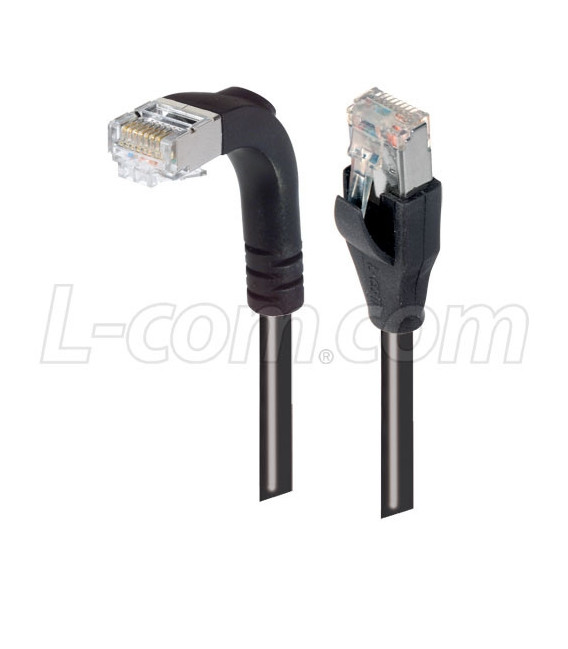 Category 5E Shielded Right Angle Patch Cable, Straight/Right Angle Down, Black 10.0 ft